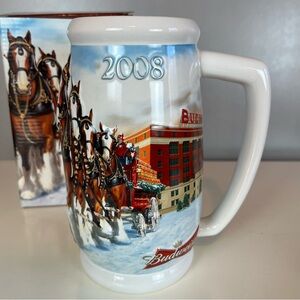 Budweiser Holiday Stein Clydesdales 75th Anniversary 2008 New in Box w/COA